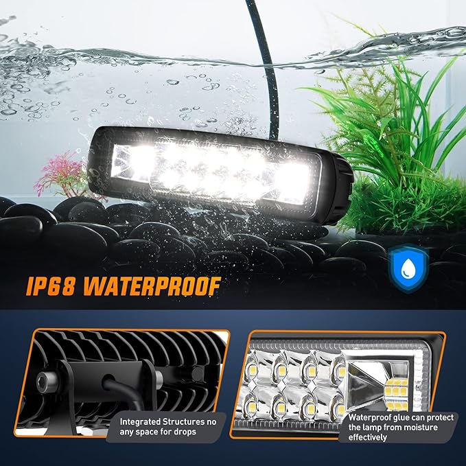 Nilight LED Pods 2PCS 6 Inch 60W Flood Spot Beam Combo Light Bar Driving Fog - Image 5