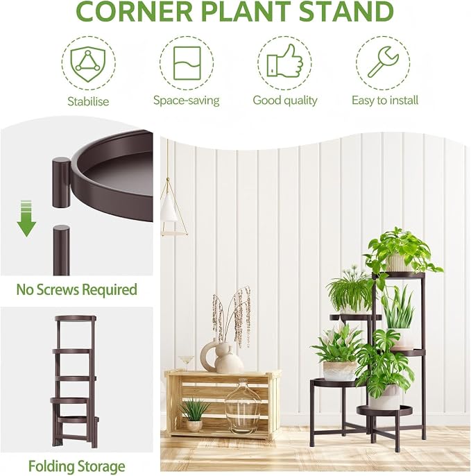 iDavosic.ly 5 Tier Large Plant Stand Indoor, 10 Inch Wide Tall Corner Metal - Image 5