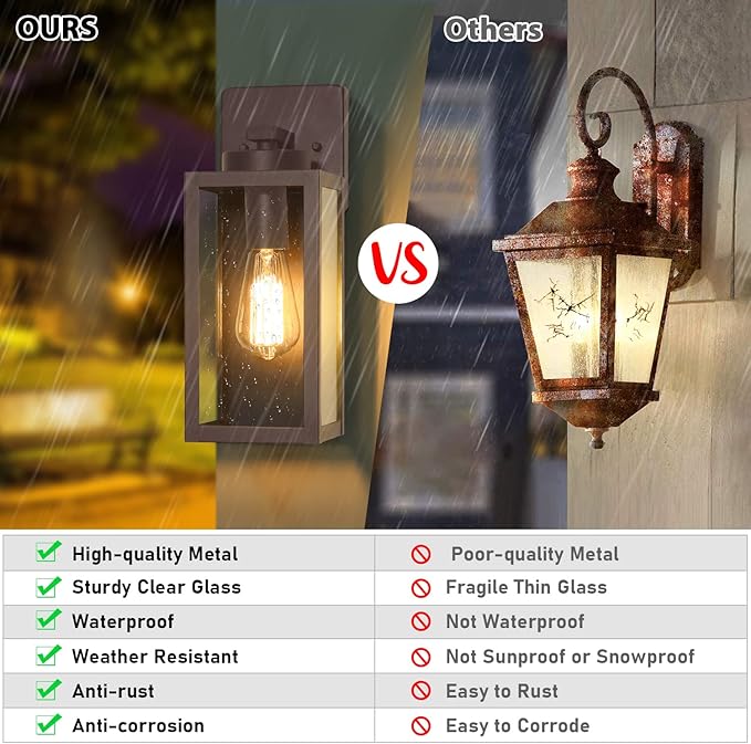 BesLowe Outdoor Wall Light Fixtures, Exterior Waterproof Wall Lanterns - Image 4