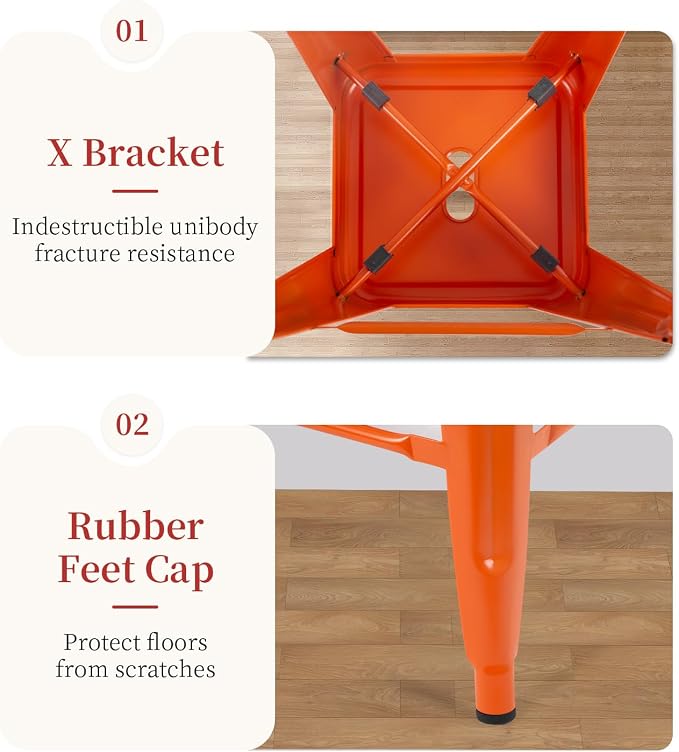 FDW Metal Bar Stools Set of 4 Counter Height Bar Stools 24 Inches Industrial - Image 8