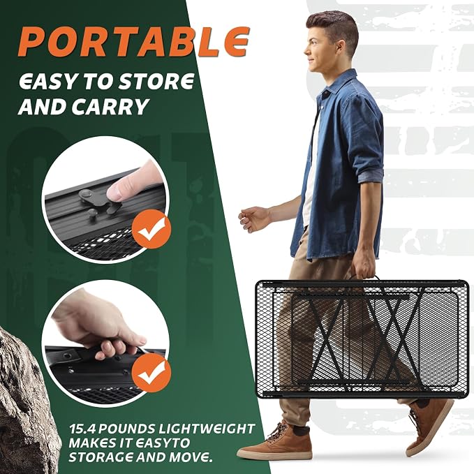 Folding Table with Sink and Double Shelf, Camping Table Height Adjustable - Image 5