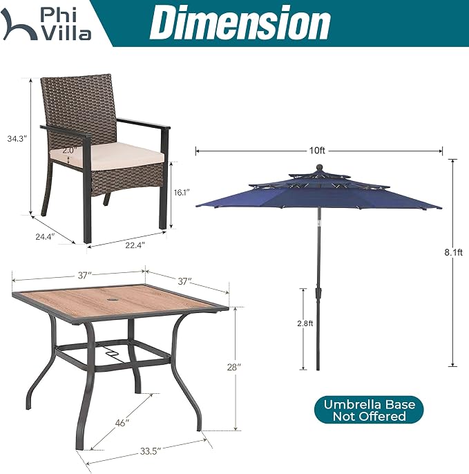 PHI VILLA 5 Pieces Outdoor Dining Set - Image 7
