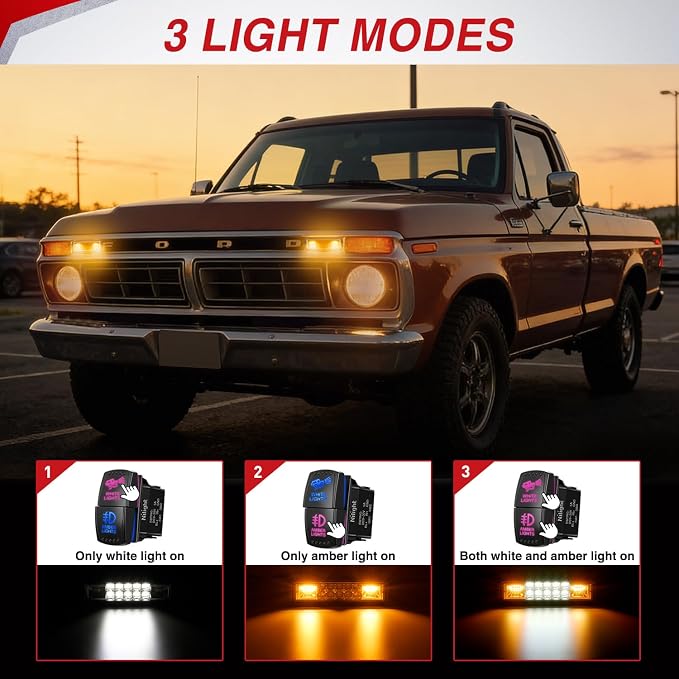 Nilight LED Light Pods 2PCS 6 Inch 60W Amber White 3 Lighting Modes Fog Lights - Image 3