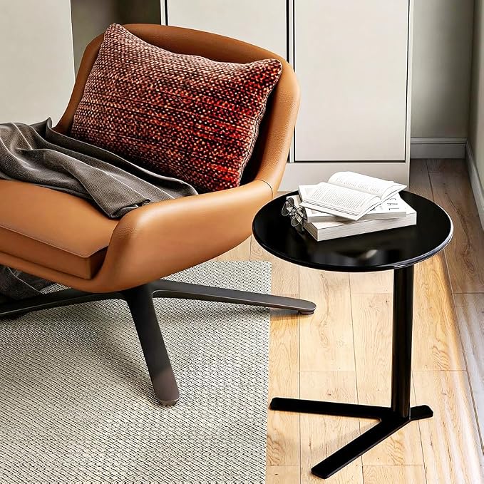 C Shaped Side Table End Coffee Tables, Unique Aesthetics Minimalist Accent - Image 5