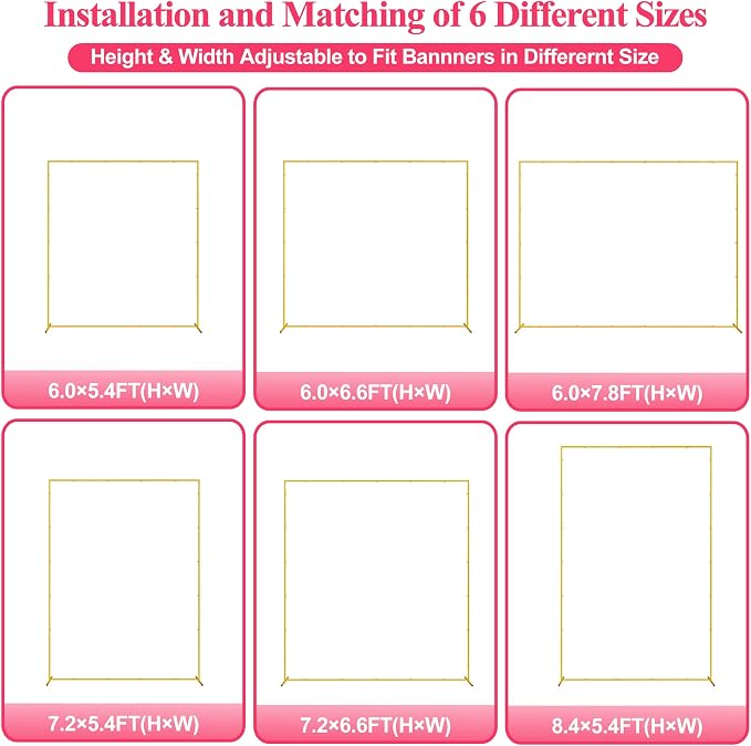 Wokceer Wedding Arch Backdrop Stand Square 7.2 x 6.6 FT Wedding Arches - Image 2