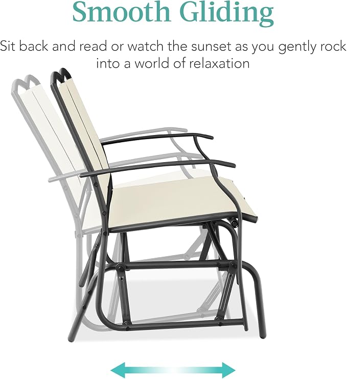 Best Choice Products 2-Person Outdoor Patio Swing Glider Steel Bench Loveseat - Image 4