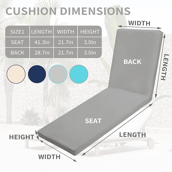 Outdoor Chaise Lounge Cushions for Patio - Image 5