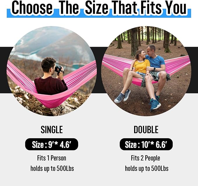 Grassman Camping Hammock Double & Single Portable Hammock - Image 2