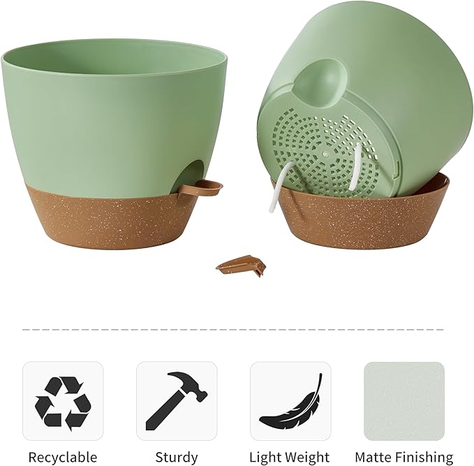 FaithLand 3-Pack Planter Pots, 10 9 8 Inch Self Watering Flower Pots - Image 5