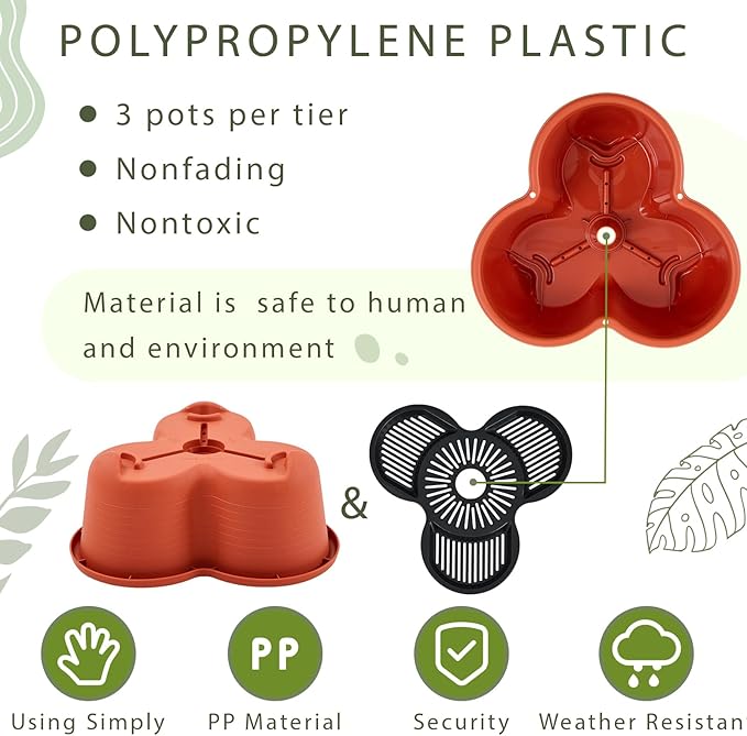 Umigy 2 Set Clay Red 7 Tier Stackable Vertical Planters - Image 3