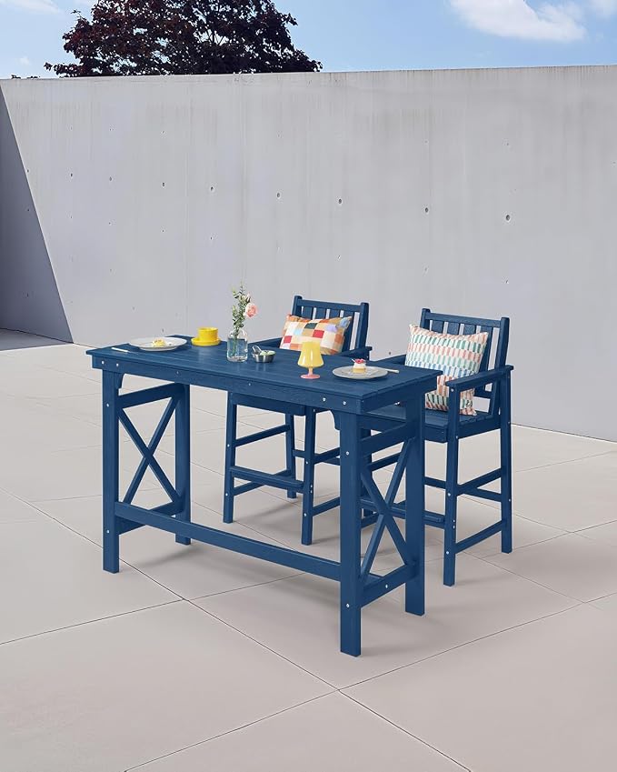 HDPE Outdoor Bar Table, Outdoor Counter Height Table Adirondack Patio Bar - Image 2