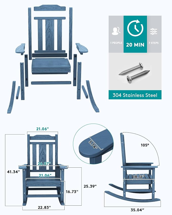 SERWALL HDPE Outdoor Rocking Chair - Image 5