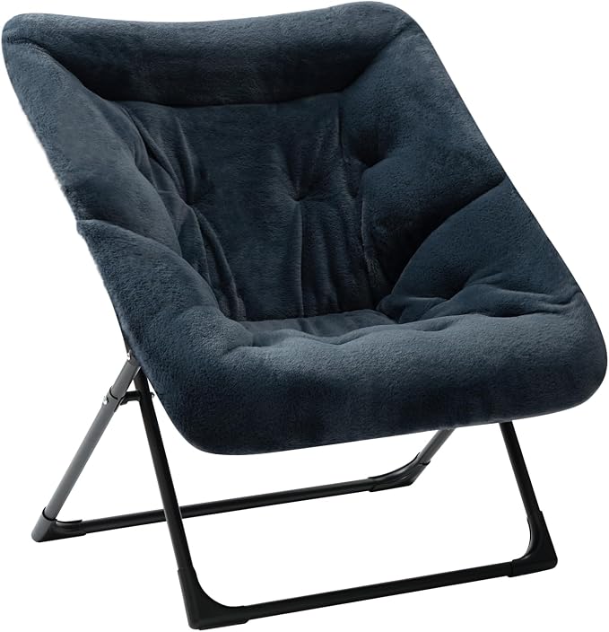HollyHOME X-Large Saucer Chair, Comfy Oversized Folding Chair, Faux-Fur Reading by HollyHOME