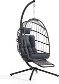 SWITTE Egg Chair Outdoor with Footrest & Stand, Indoor Wicker Hanging Egg Swing by SWITTE