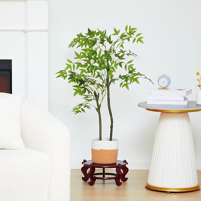 Geetery 2 Pcs 4 to 12 in Wooden Plant Stands Indoor Chinese Oriental Plant Stand - Image 5