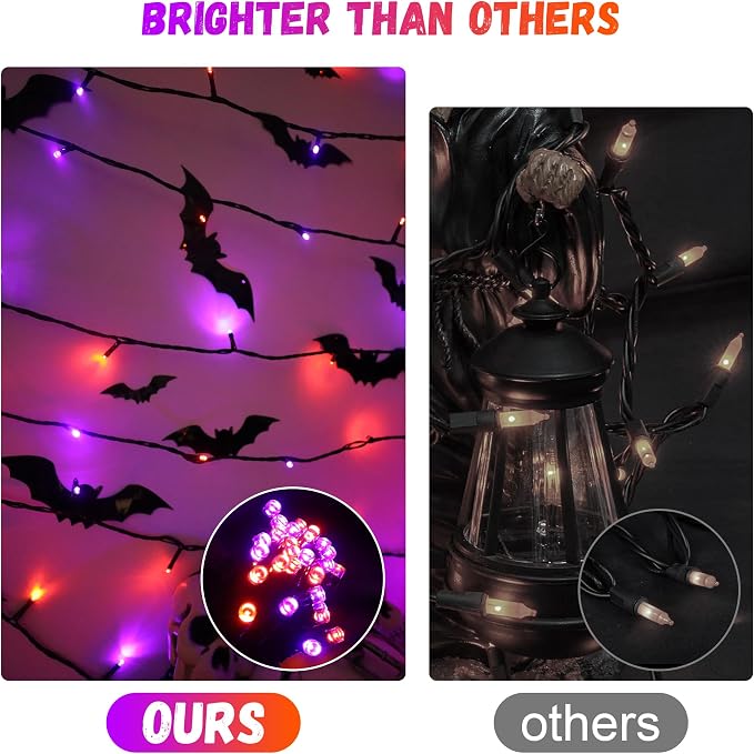 100LED Halloween String Lights 33 Ft Orange Purple Twinkle Light - Image 6