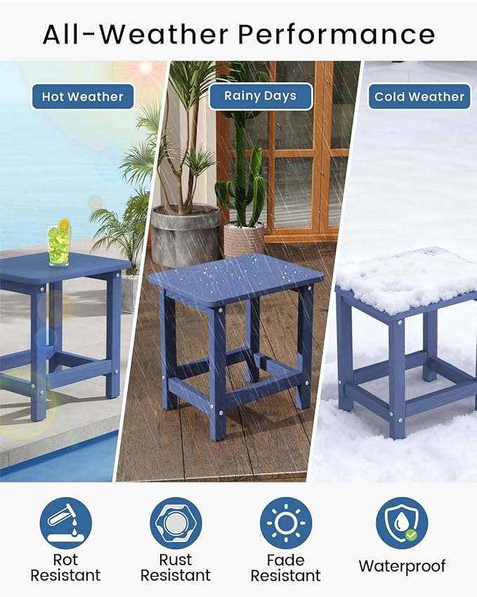 Weatherproof Outdoor Side Table, HDPE Small Outdoor Table - Image 4