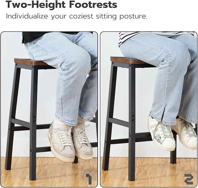 HOOBRO Bar Stools, 23.6 Inch Saddle Stools, Kitchen Counter Seat - Image 8
