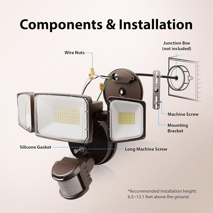 Onforu 100W LED Motion Sensor Outdoor Lights, Dusk to Dawn Flood Light Outdoor - Image 7