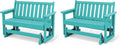 SERWALL Outdoor Glider Bench Set of 2, HDPE Weather-Resistant Swinging Bench by SERWALL