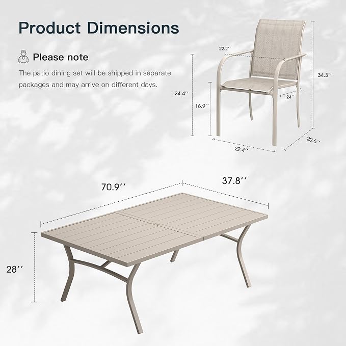 VICLLAX 9 Pieces Patio Outdoor Dining Set - Image 2
