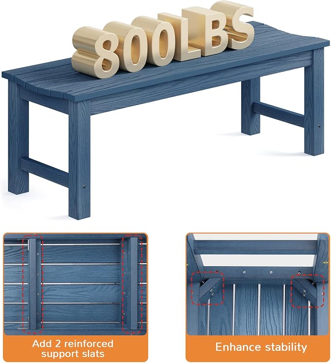 Outdoor Bench, 2-Person Patio Backless Bench Holds up to 800lbs, Weatherproof - Image 5