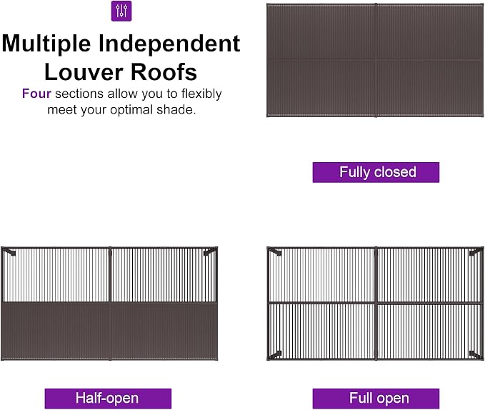 PURPLE LEAF 13' x 20' Louvered Pergola Outdoor Adjustable Louvre Shade Modern - Image 5