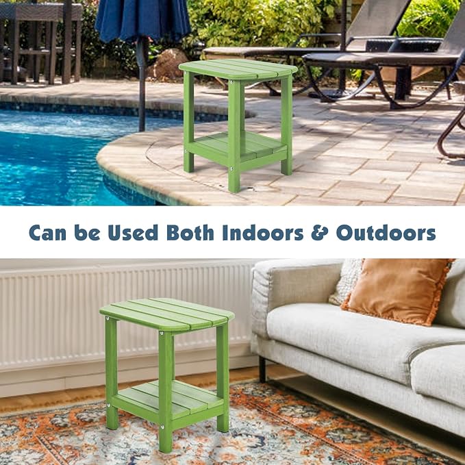 Outdoor Side Table 2 -Tier Adirondack Table HDPE Patio Side Table Weather - Image 7