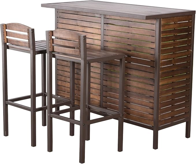 Christopher Knight Home Milos Indoor/Outdoor Acacia Wood 3 Piece Bar Set by ChristopherKnightHome