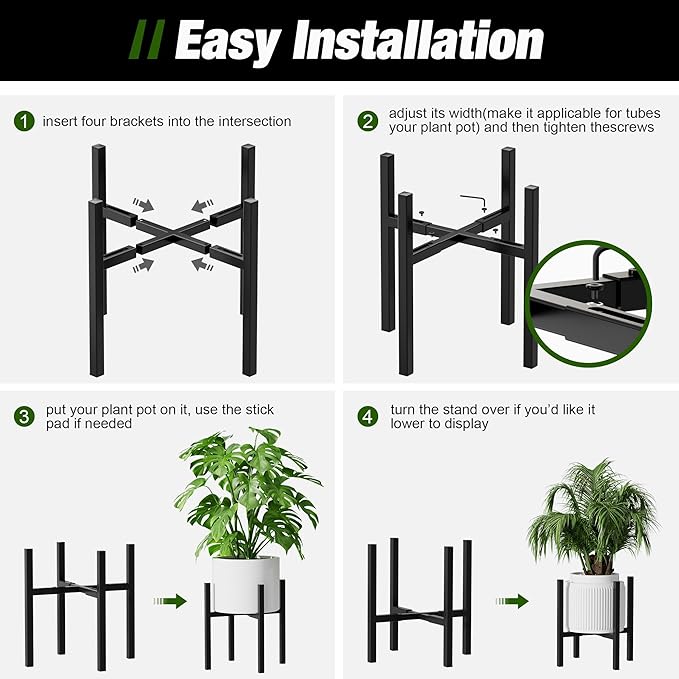 Urban Deco Adjustable Metal Plant Stand Outdoor & Indoor Planter - Image 6
