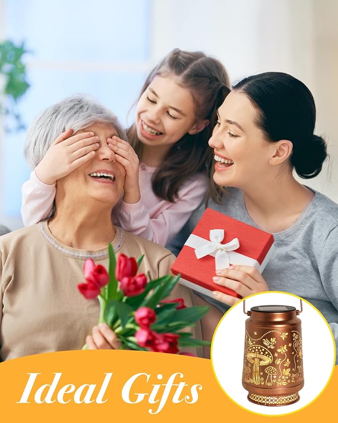 Mushroom Gifts for Women Mushroom Decor Solar Lantern Birthday Gifts Mothers - Image 3