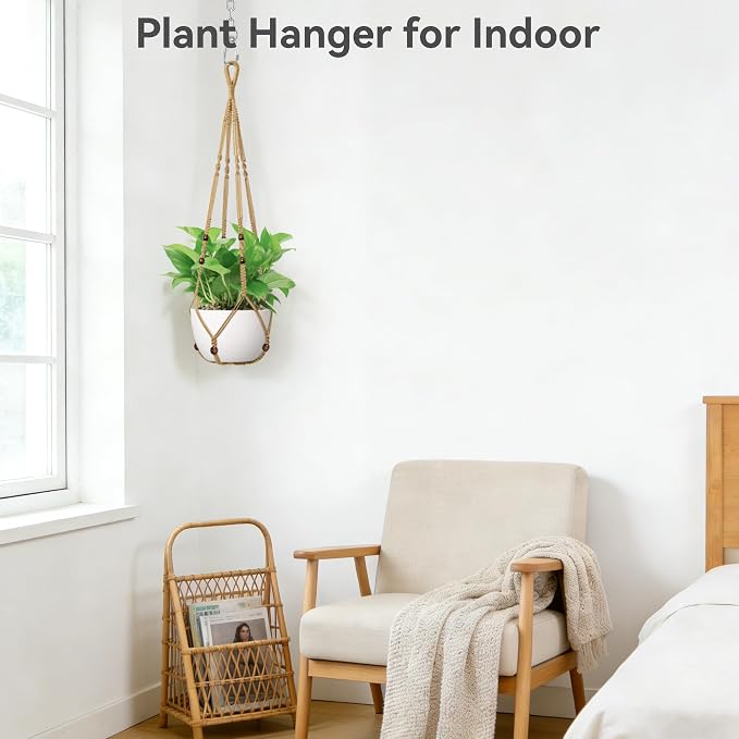 USLAI Macrame Plant Hanger Indoor Outdoor, Fits 4 to 15 Inch Pots, Strong - Image 4