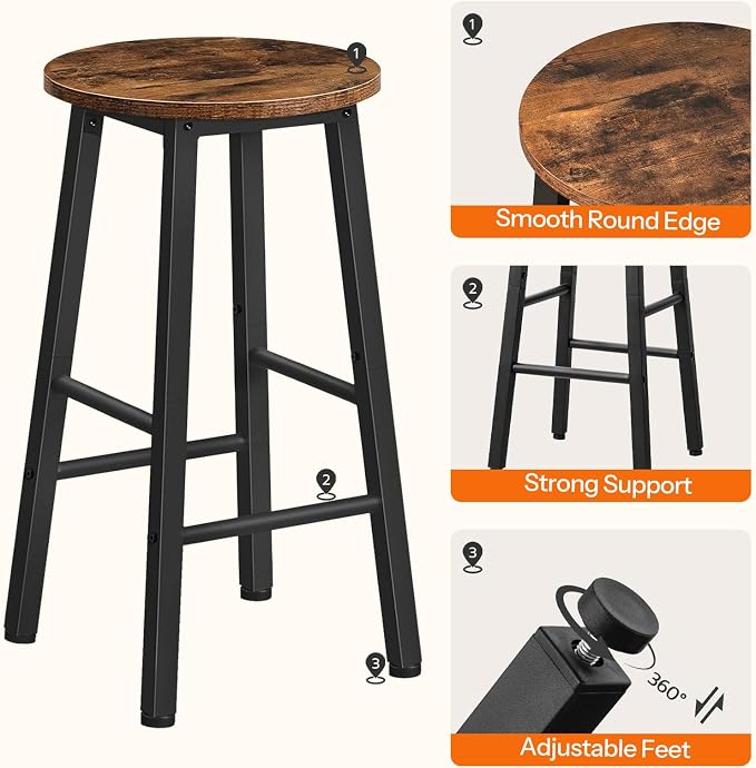 HOOBRO Bar Stools, Barstools Set of 4, Counter Height Barstools, 24.8" Bar - Image 9