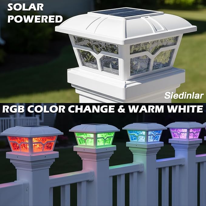 SIEDiNLAR Solar Post Cap Lights Outdoor 2 Color Modes LED - Image 2