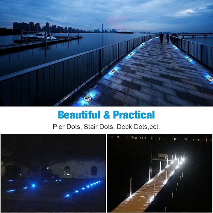 VOLISUN Solar Driveway Lights Dock Deck Lights 4-Pack, 2 Colors in 1, LED Solar - Image 7