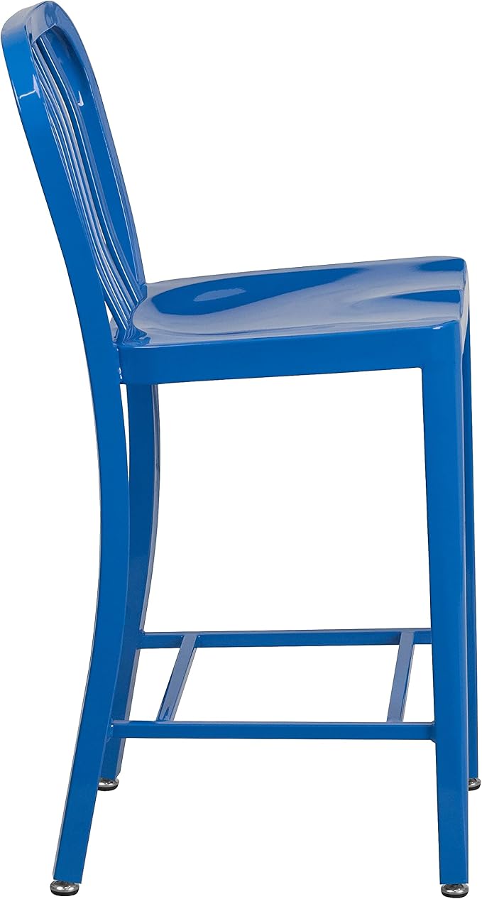 Flash Furniture Commercial Grade 24" High Blue Metal Indoor-Outdoor Counter - Image 9