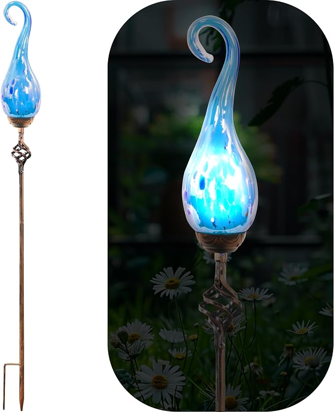 Garden Solar Lights Outdoor, Decorative LED Pearlized Glass Spiral Garden Stake by Unknown