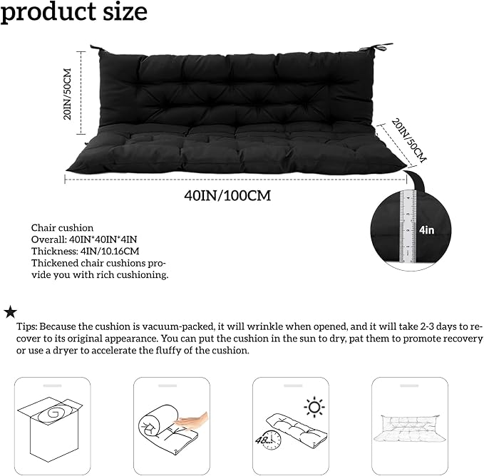 Outside Benches Cushion with Backrest, Thicken Waterproof Swing Cushions 2/3 - Image 5