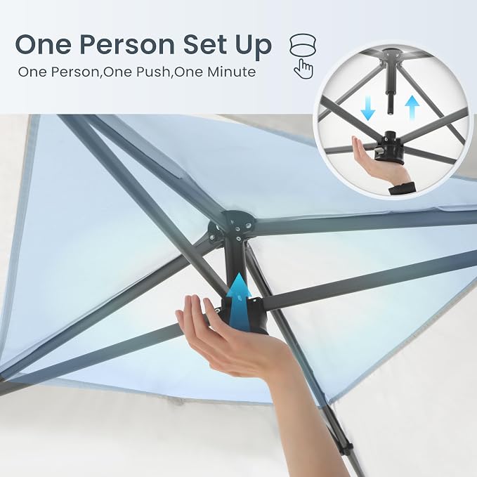 PHI VILLA 10x10ft 1-Person Setup Pop Up Canopy Tent Instant Portable Shelter w/ - Image 8