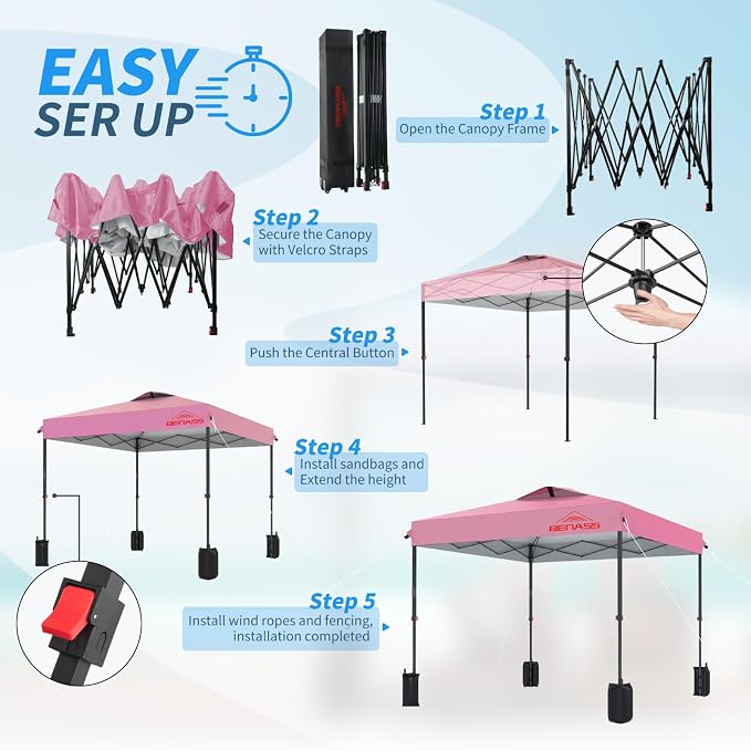 10x10 Pop Up Canopy, Easy Up Canopy Tent, Heavy Duty Tents - Image 4