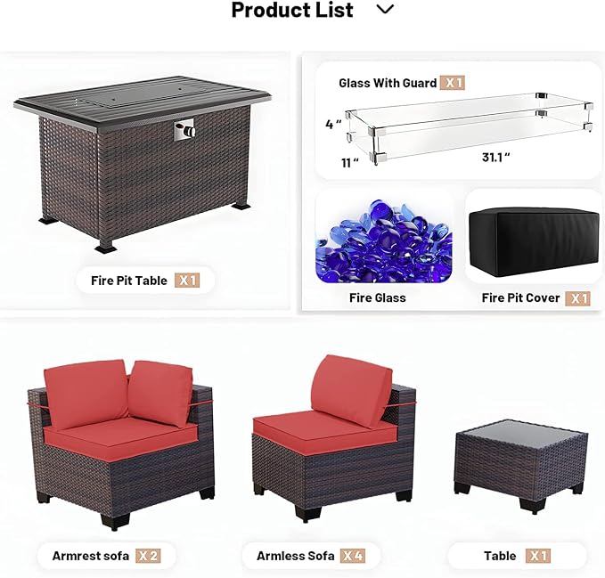 Kullavik 8 Pieces Outdoor Patio Furniture Set - Image 6