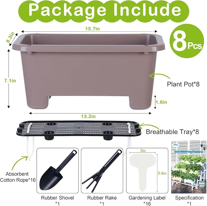 Self-Watering Rectangle Planter Boxes 8-Pack, 15.7-Inch Window Box Planter - Image 7