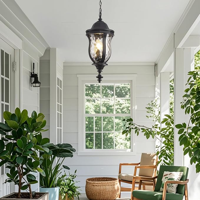 Large Outdoor Pendant Light Fixtures, 23.6'' Exterior Hanging Lantern Porch - Image 8