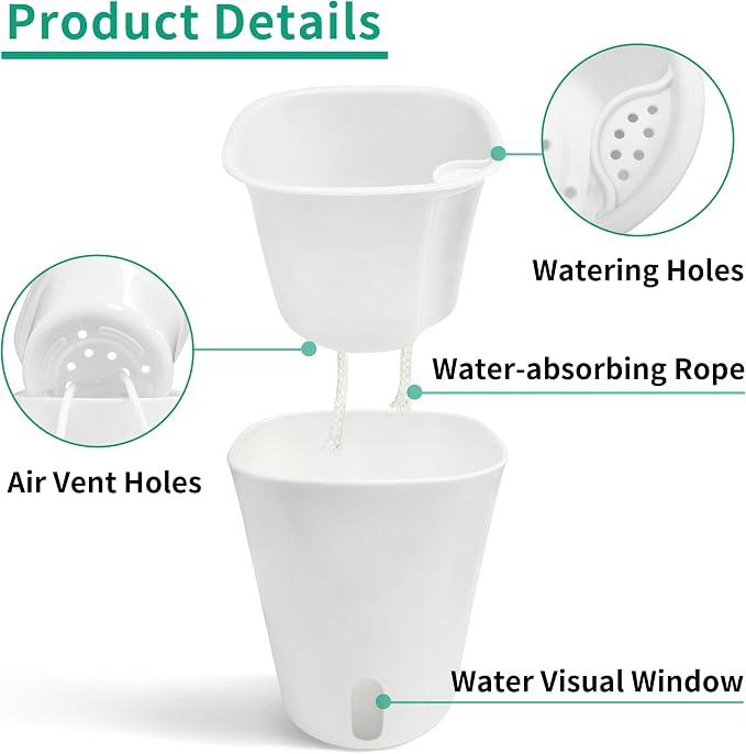 TCBWFY 5 Inch Self Watering Pots - Image 2