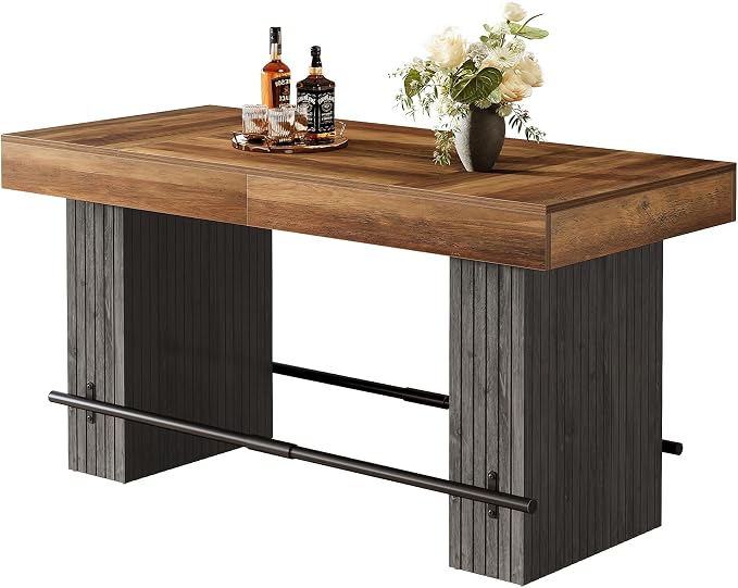 Tribesigns 62.2 Inch Bar Table, Industrial Counter Height Pub Dining Table - Image 8