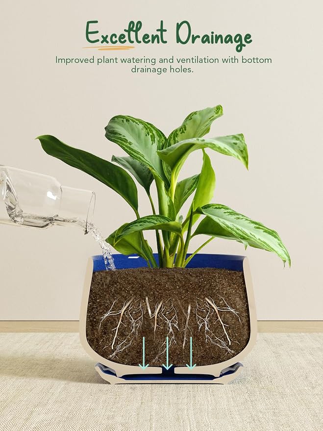 LE TAUCI Plant Pots, 4.1+5.1+6.5 inch, Ceramic Planters - Image 4