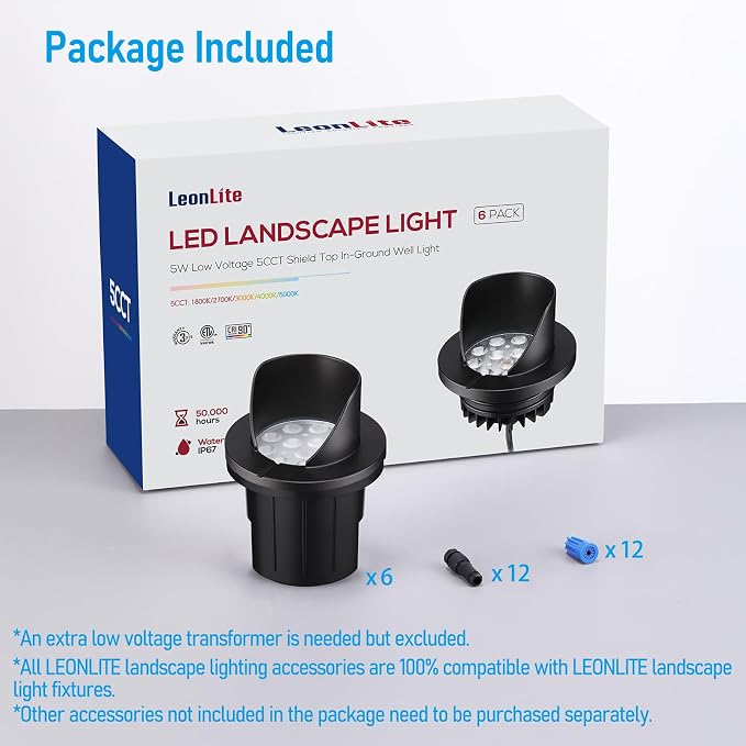 LEONLITE Dia. 4 Inch 5CCT Well Lights Landscape LED In Ground, Shielded Top - Image 9