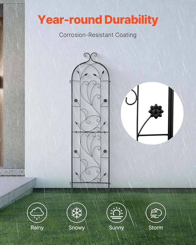 VEVOR 60 x 15 in, Rustproof Metal Garden Flower Trellis, Outdoor Climbing Rose - Image 4