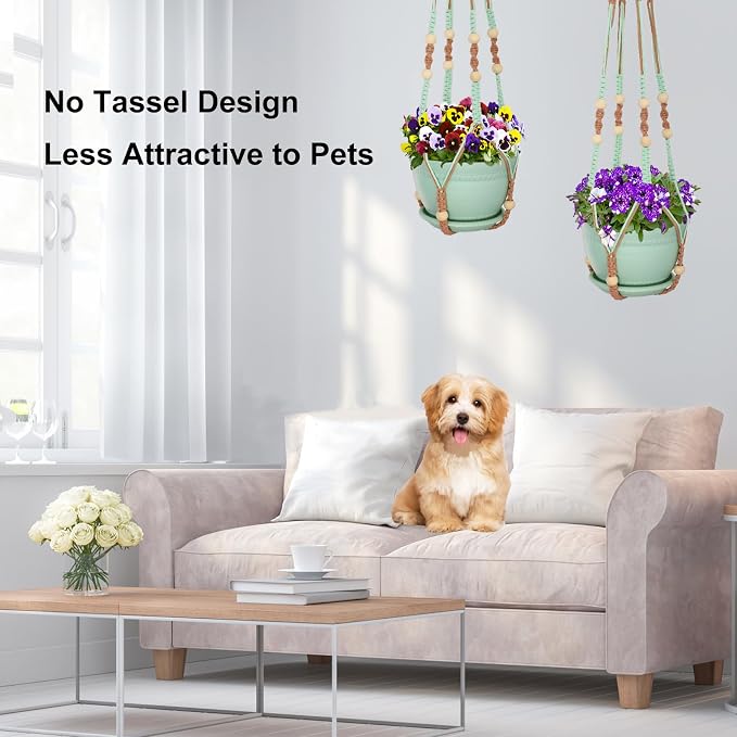 Macrame Plant Hanger with Pot, 3 Set Hanging Planters - Image 6