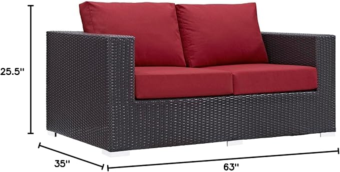 Modway Convene Wicker Rattan Outdoor Patio Loveseat - Image 3
